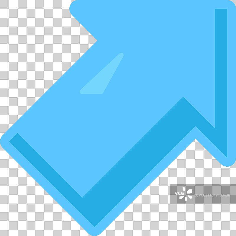 蓝色箭头指向对角线向上的图标图片素材