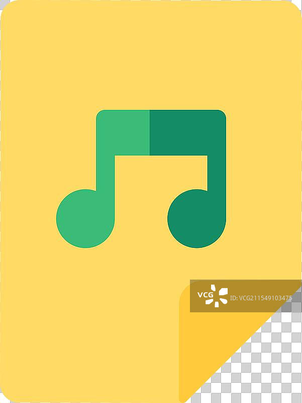 黄色图标上的绿色音乐旋律符号图片素材