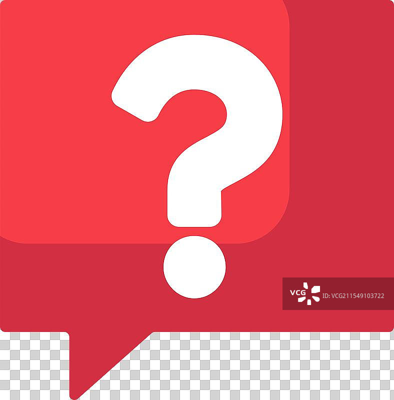 红色方块中的白色问号语音图标图片素材