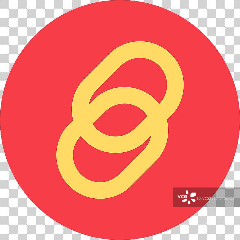 红色图标上的黄色连接链条元素图片素材