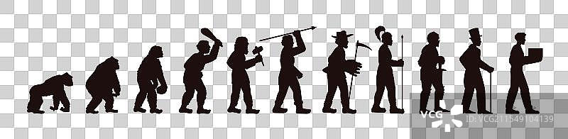 人类进化信息图表（黑色）图片素材