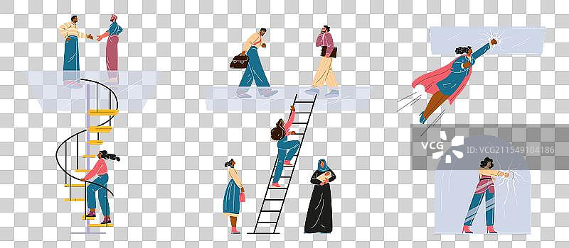 一组女性打破玻璃的场景图片素材