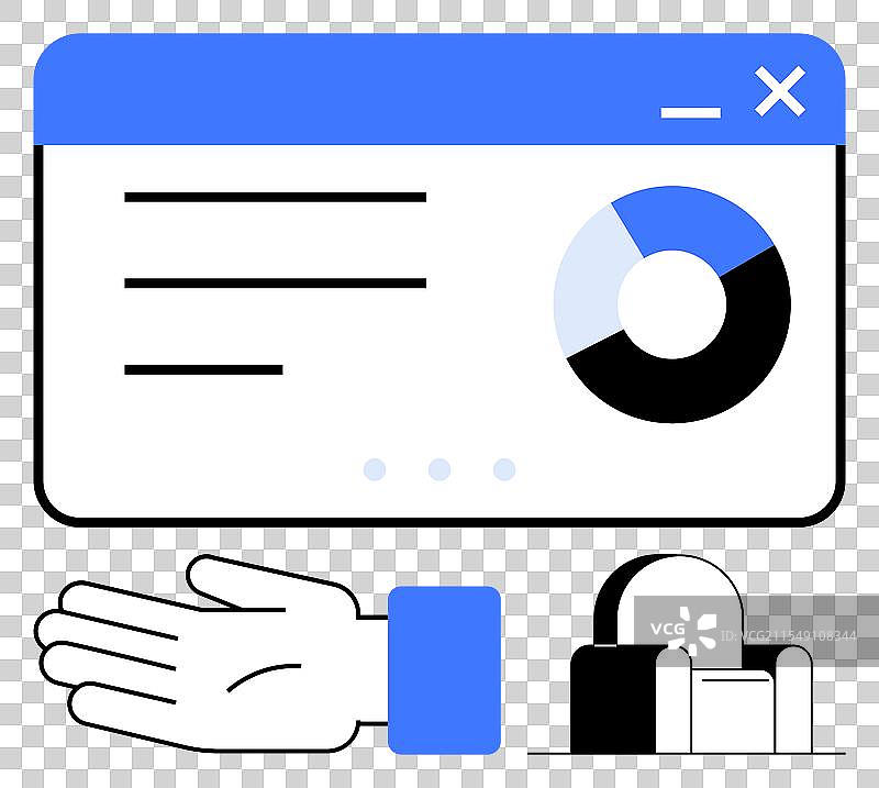 商务手势与网页界面和饼图图片素材