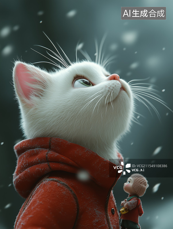【AI数字艺术】仰望天空的猫图片素材