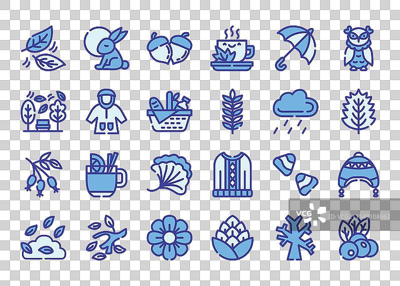 蓝色风格的秋季季节图标图片素材