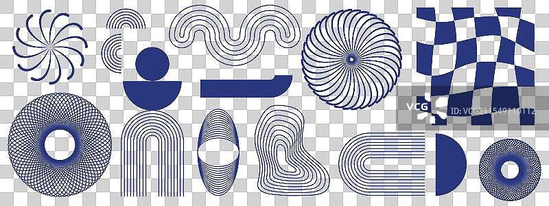 手绘蓝色抽象极简元素中间部分图片素材