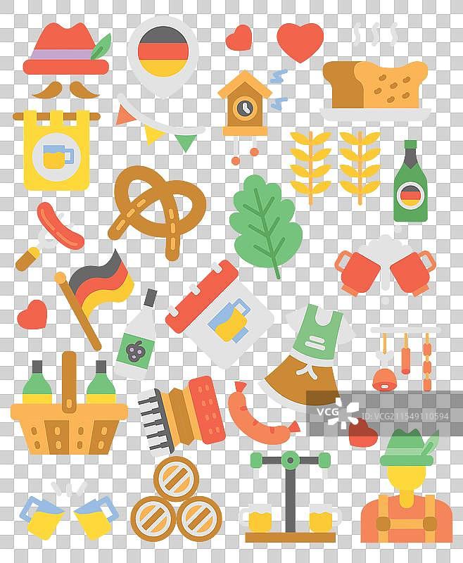 十月节元素集合扁平风格图片素材