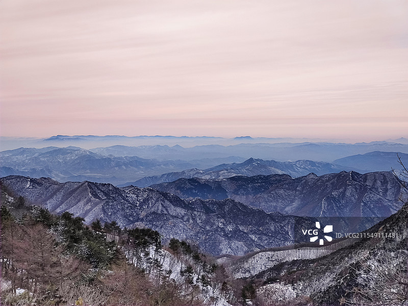 冬天泰山雪景，泰山日出，泰山日落（玉皇顶）图片素材