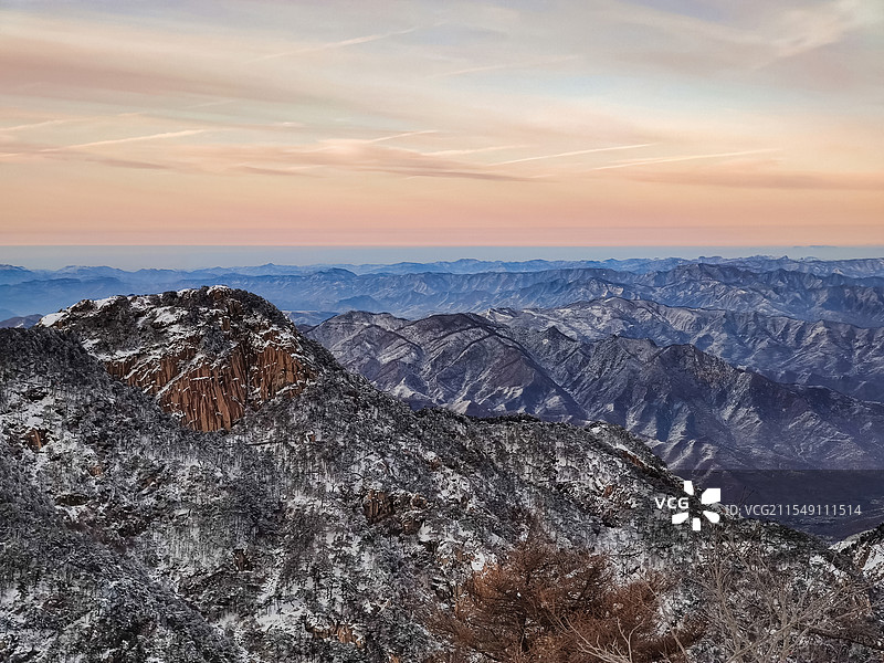 冬天泰山雪景，泰山日出，泰山日落（玉皇顶）图片素材