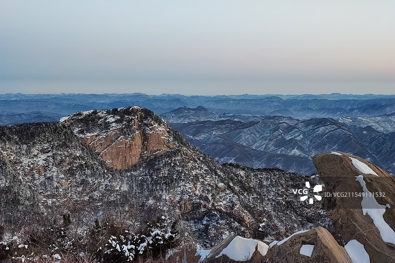 冬天泰山雪景，泰山日出，泰山日落（玉皇顶）图片素材