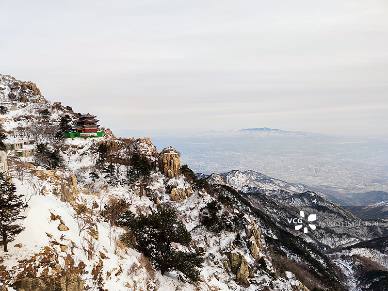 冬天泰山雪景，泰山日出，泰山日落（玉皇顶）图片素材