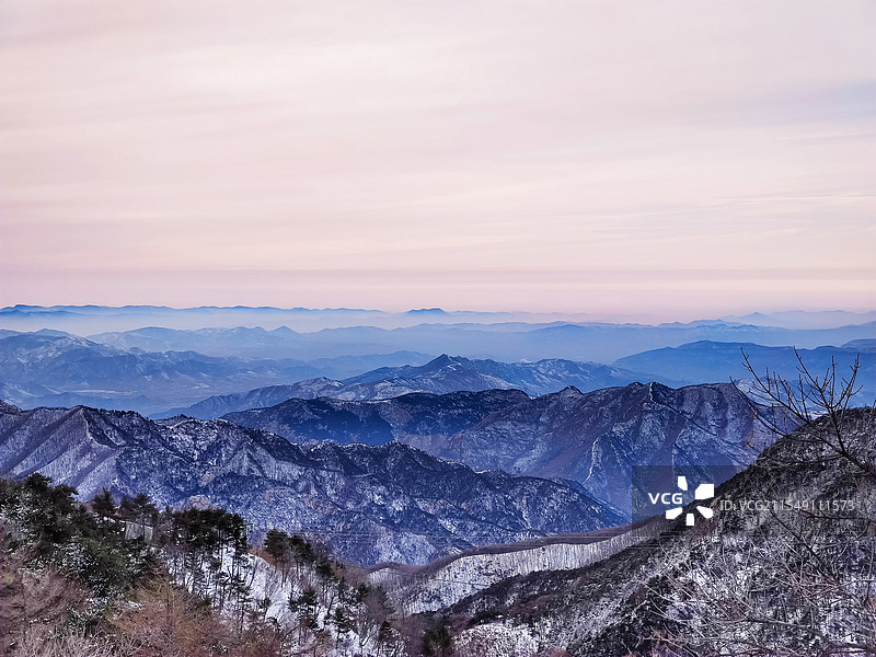 冬天泰山雪景，泰山日出，泰山日落（玉皇顶）图片素材