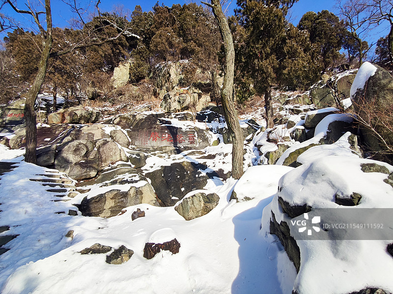 冬天泰山雪景，泰山日出，泰山日落（玉皇顶）图片素材