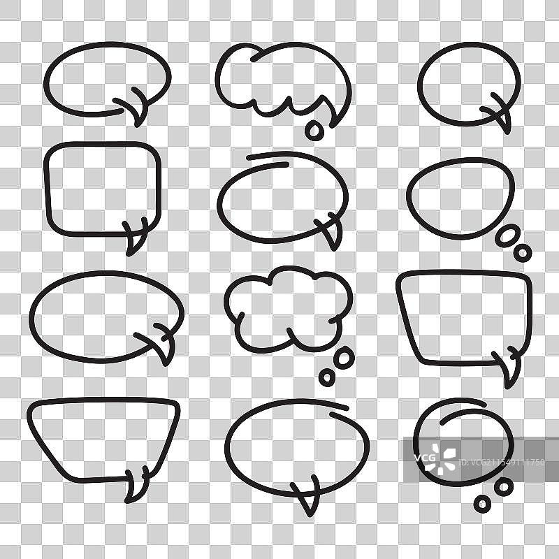手绘线条聊天气泡集合图片素材