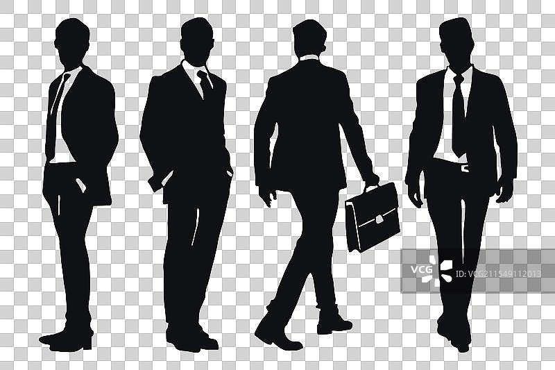 多种姿势的商人剪影图片素材