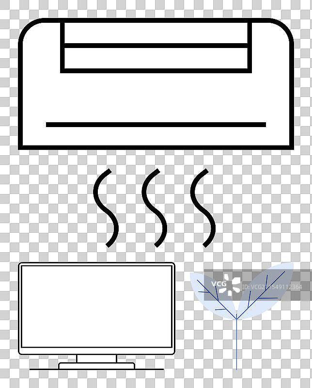 空调向电脑吹送清新空气图片素材