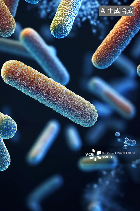 【AI数字艺术】显微镜下细菌视图、大肠杆菌、葡萄球菌、C4D图片素材