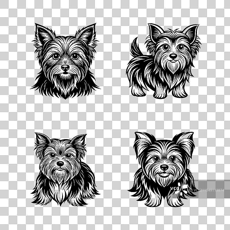 约克夏犬狗脸轮廓图像图片素材