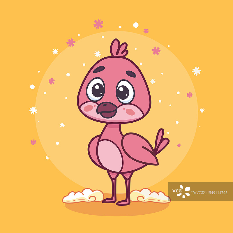 可爱的儿童卡通火烈鸟图片素材