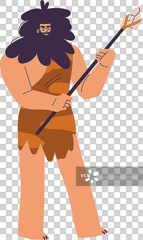 原始人角色和穿着腰布的穴居人图片素材