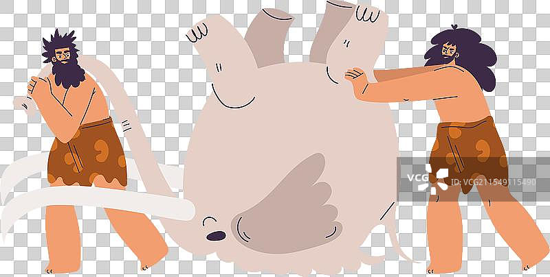 原始人角色和穿着腰布的穴居人图片素材
