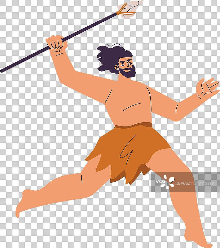 原始人角色和穿着腰布的穴居人图片素材