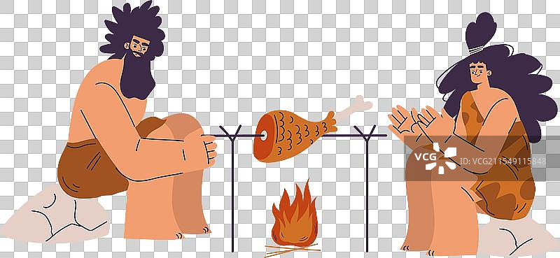 原始男女角色与穴居人图片素材