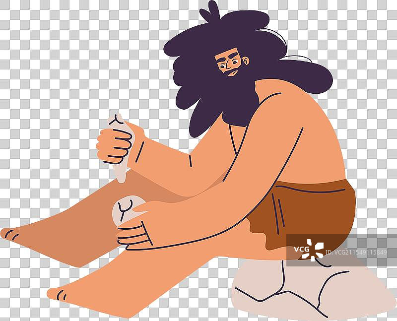 原始人角色和穿着腰布的穴居人图片素材