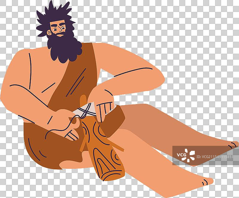 原始人角色和穿着腰布的穴居人图片素材