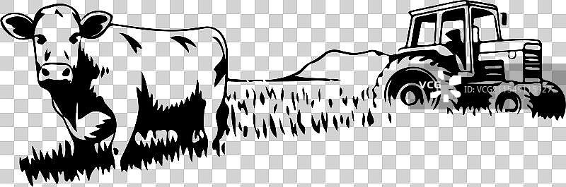 现代牛轮廓艺术图片素材