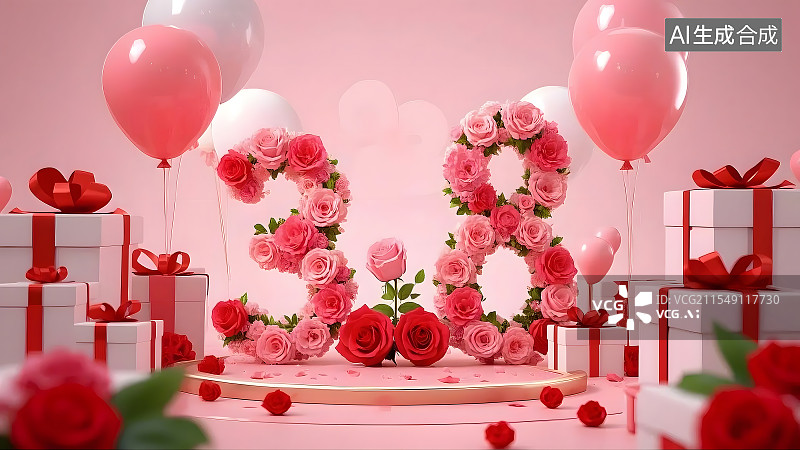 【AI数字艺术】三八妇女节的浪漫献礼图片素材