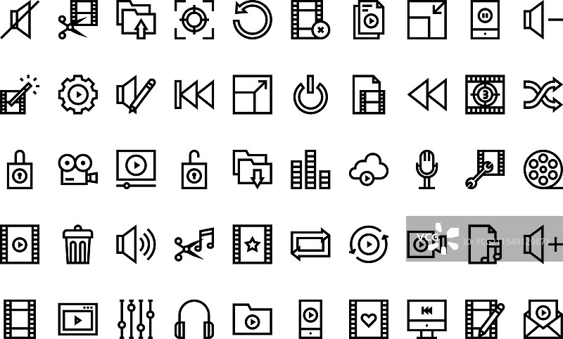 高质量音频和视频编辑图标图片素材