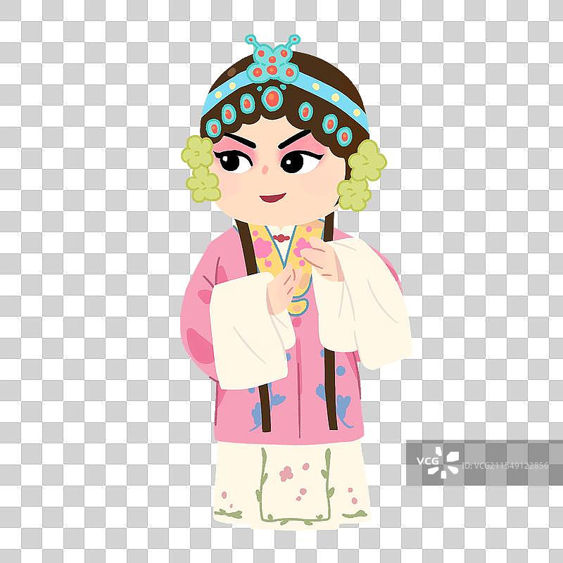 手绘卡通京剧四大行当旦角插画图片素材