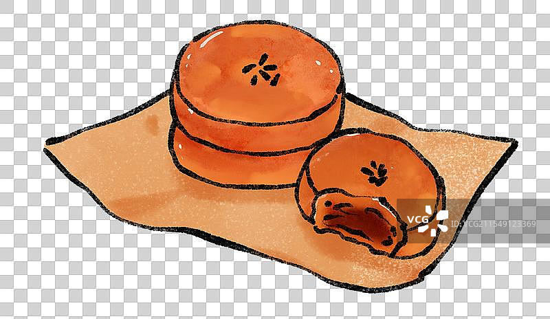 西安美食国风插画-黄桂柿子饼图片素材