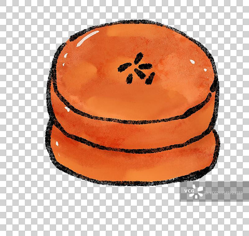 西安美食国风插画-黄桂柿子饼图片素材