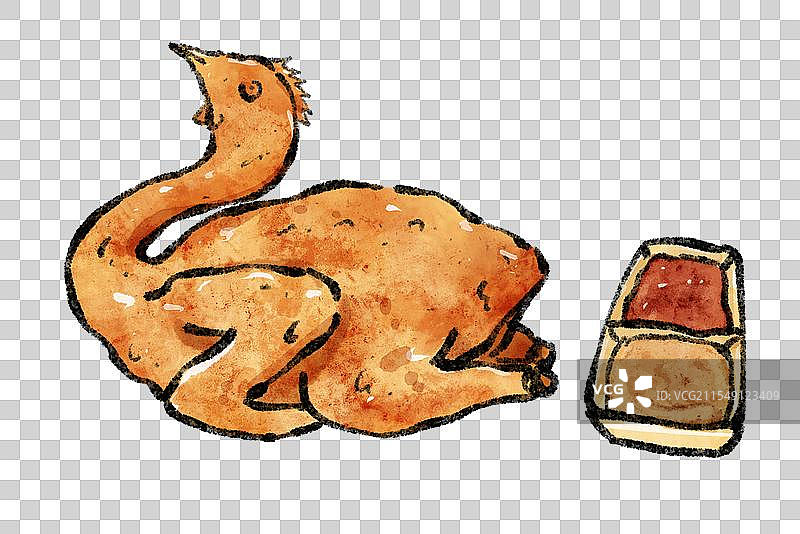 西安美食国风插画-葫芦鸡图片素材