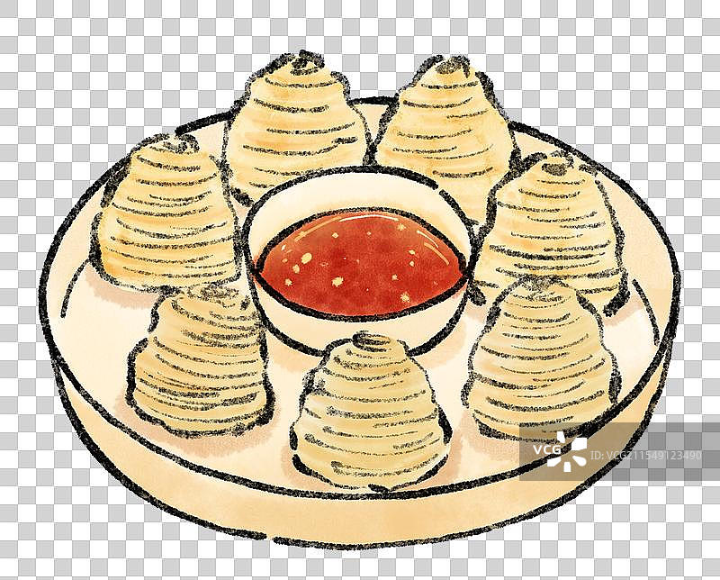 西安美食国风插画-金线油塔图片素材