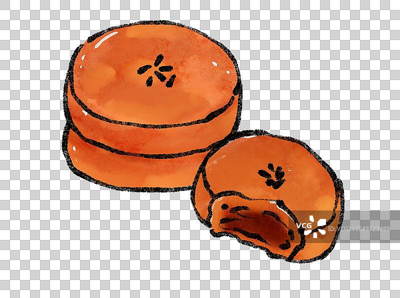 西安美食国风插画-黄桂柿子饼图片素材