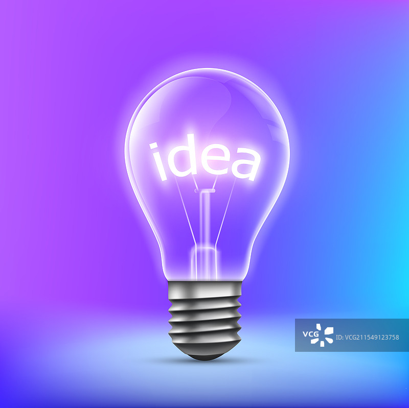 带有发光“创意”字样的灯泡图片素材