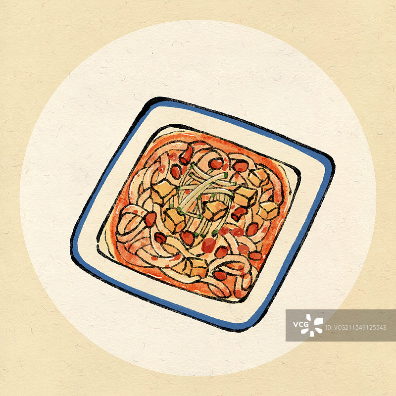 西安美食国风插画-凉皮图片素材