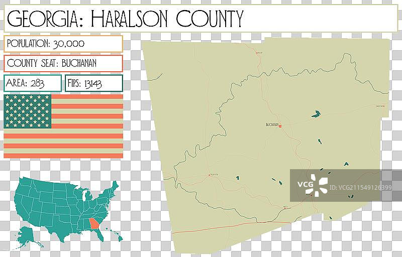 美国乔治亚州哈拉尔森县地图图片素材