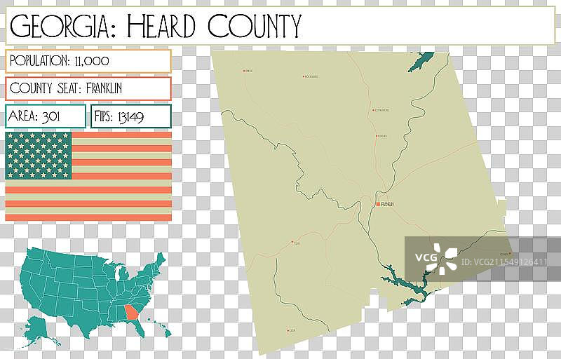 美国乔治亚州赫德县地图图片素材