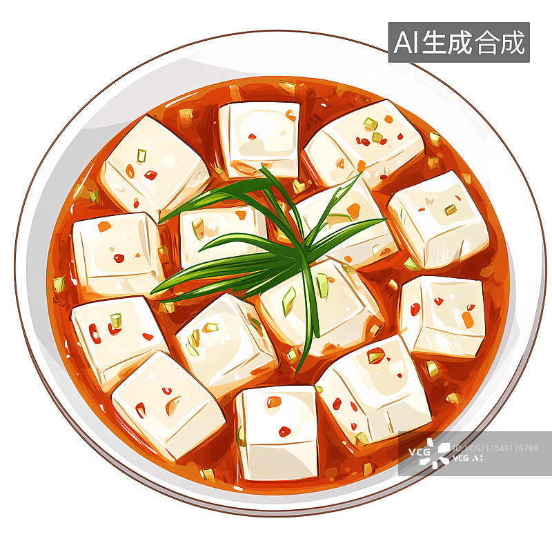 【AI数字艺术】麻婆豆腐插画图片素材