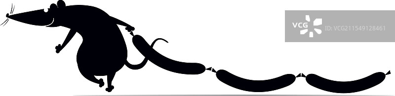 快乐的老鼠拖着香肠图片素材