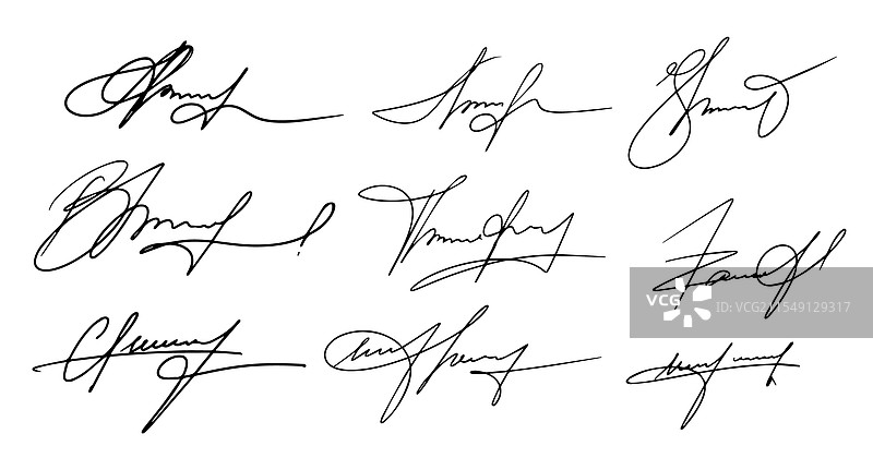 签名假签名标志套装图片素材