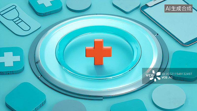 【AI数字艺术】医疗3D卡通背景居中构图图片素材