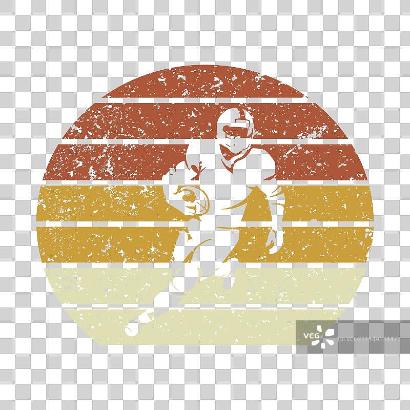 破旧风格的足球运动员负空间T恤图片素材