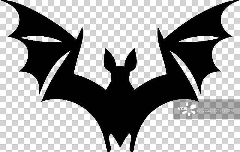 一只张开翅膀的黑色蝙蝠剪影图片素材