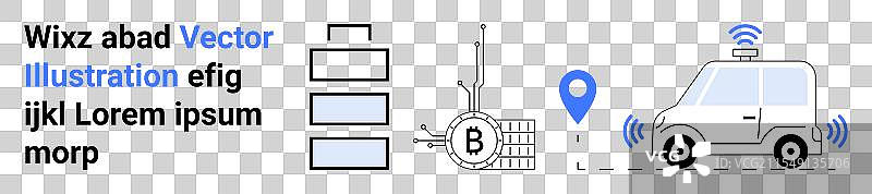 现代区块链与自动驾驶汽车概念图片素材