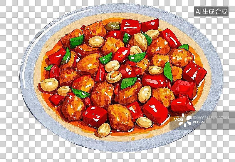 【AI数字艺术】宫保鸡丁免扣插画元素图片素材